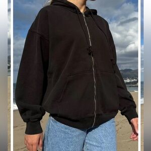 Brandy Melville Charcoal Black Zip-Up Jacket